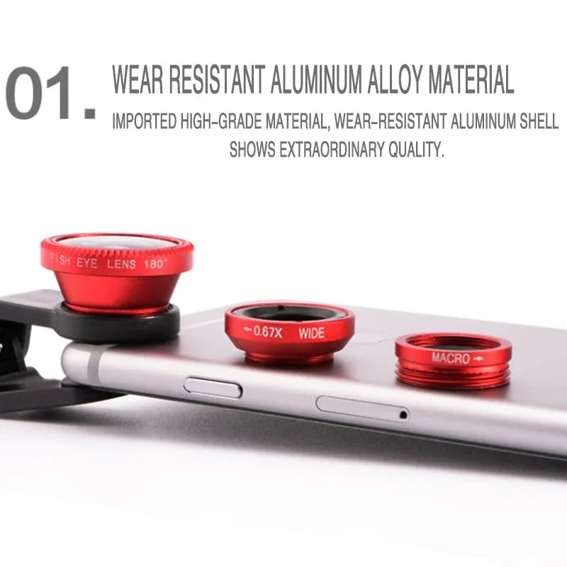 Universal 3in1 Fish Eye Lens Wide Angle Macro Smartphone Fisheye Lens Zoom For iPhone Samsung Xiaomi Mobile Phone Camera Lens